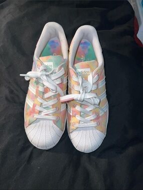 adidas Kids Tie-Dye Pastel Shell Toe Sneakers - White, Pink, Blue, Green, Yellow